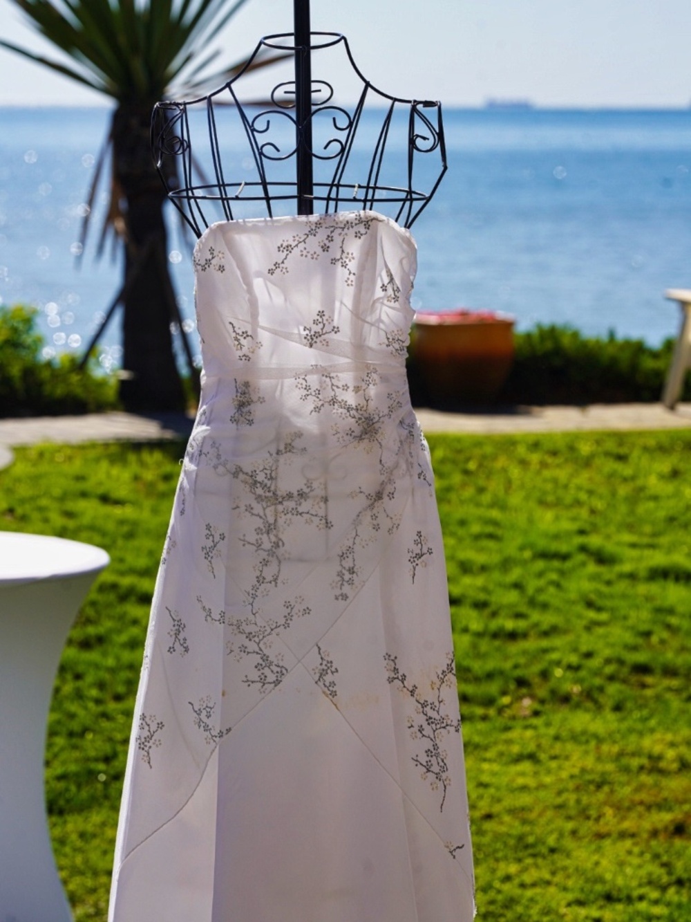 ONYX Nite Strapless White Floral Gown